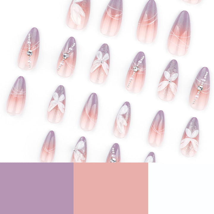 Artful Nail Extensions with Delicate Flower Designs Kalsten