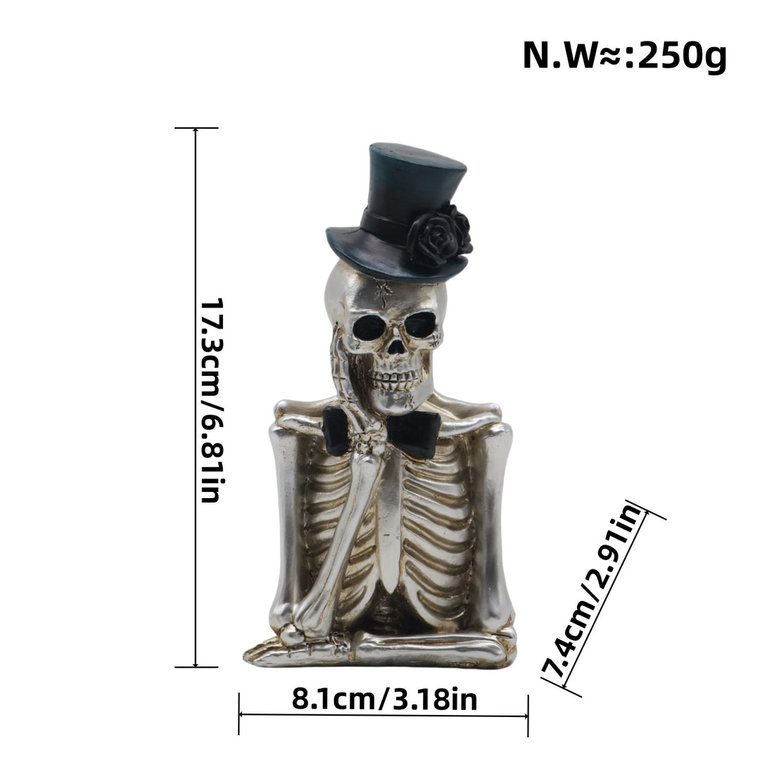 Stylish skeleton figure with top hat and black rose Kalsten