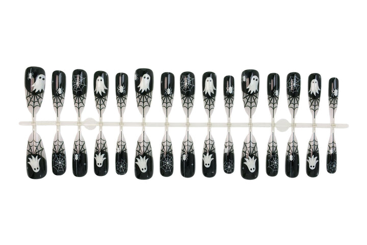 Halloween Artificial Nail Set with Ghost and Spider Web Design Kalsten