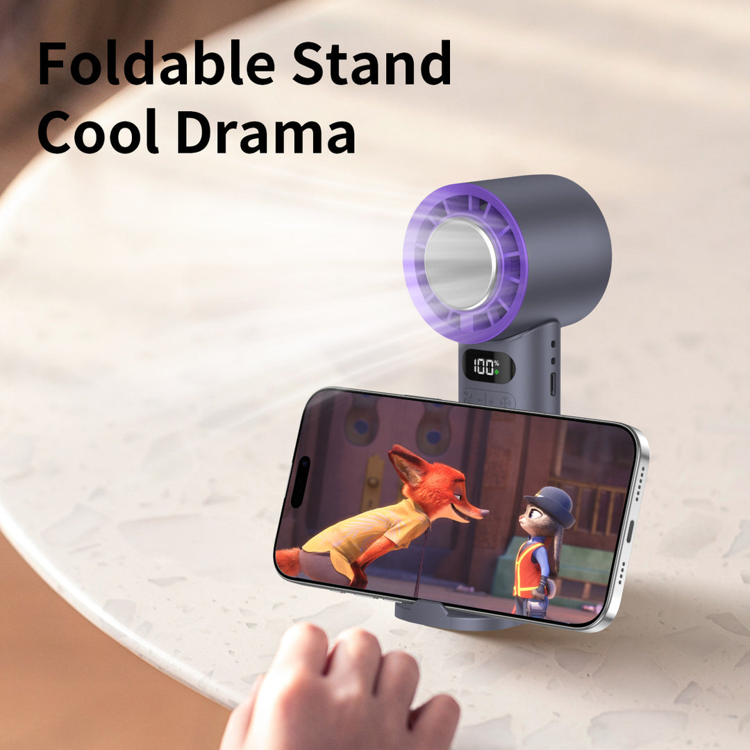 Unisex nan foldable portable handheld cooling fan with digital LED display and ice-sensing technology Kalsten
