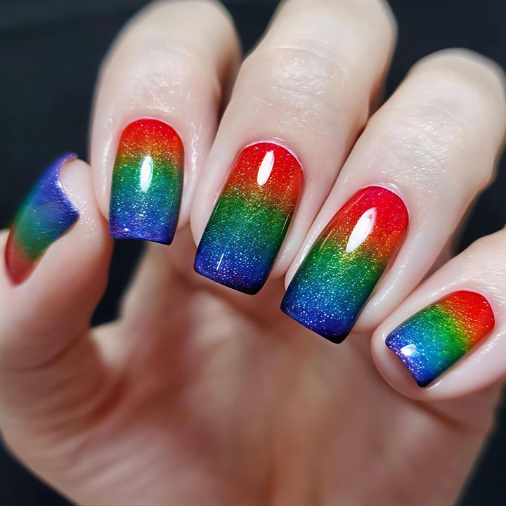 Creative Gradient Colorful Nail Art with Glitter Effects Kalsten