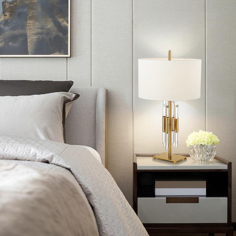 Modern Crystal Table Lamp with Gold Accents