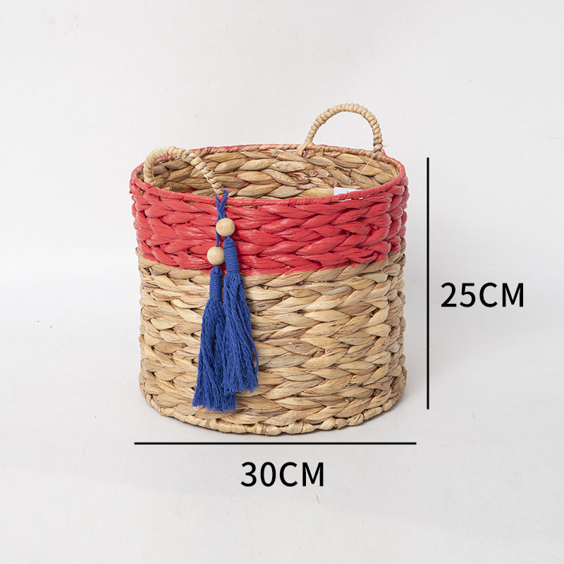 Basket with drawstring and tassel
