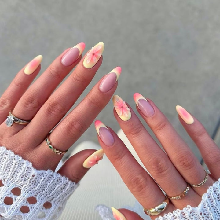 Floral Design Stiletto Press-On Nail Set