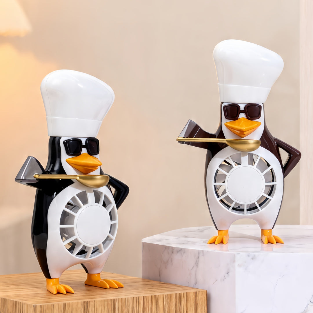 Ladies table fan in modern penguin design Kalsten