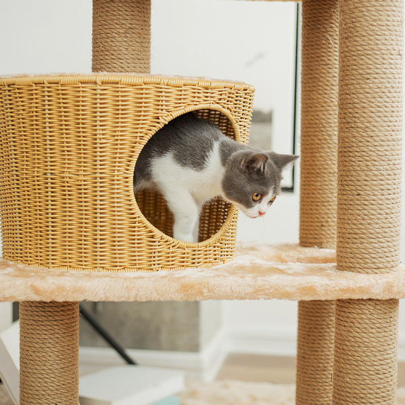 Cat furniture tree with natural rattan elements Kalsten