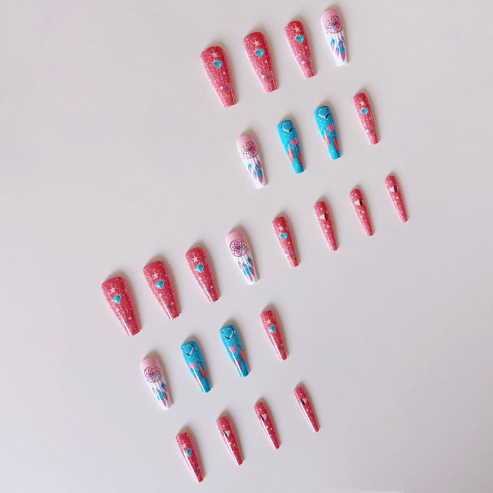 Artificial nail set with stunning 3D designs and glitter accents Kalsten