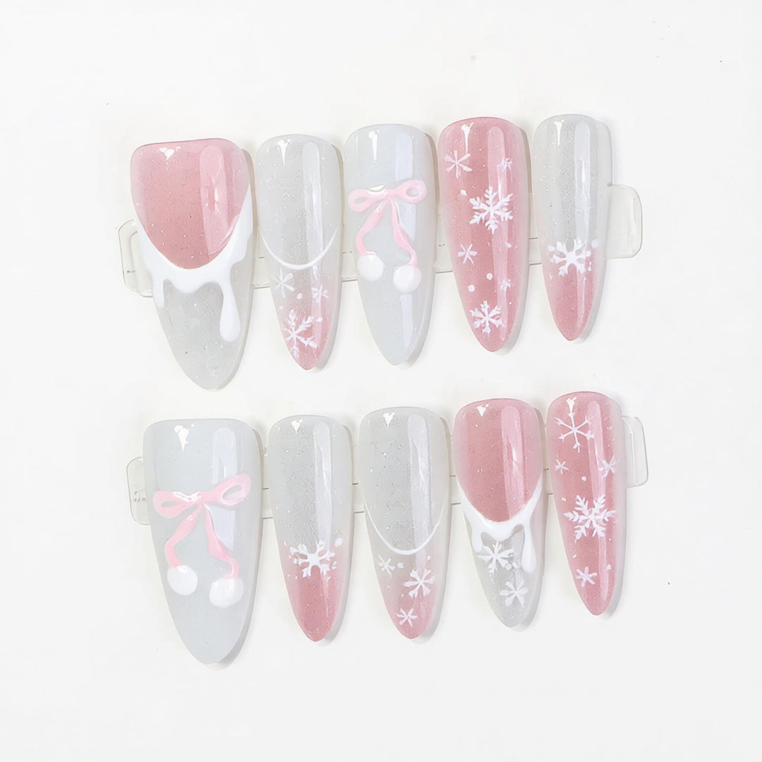 Artistic Press-On Nail Art Set with Seasonal Decor Kalsten