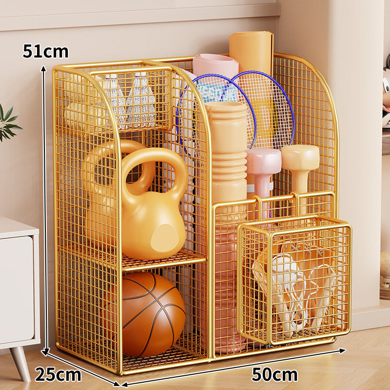 Rolling Mesh Sports Gear Storage Cart with Multi-Compartment Organizers and Locking Casters