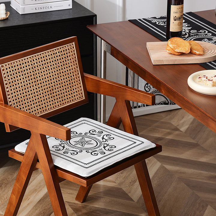 Double-sided seat cushion with ties and decorative jacquard pattern Kalsten