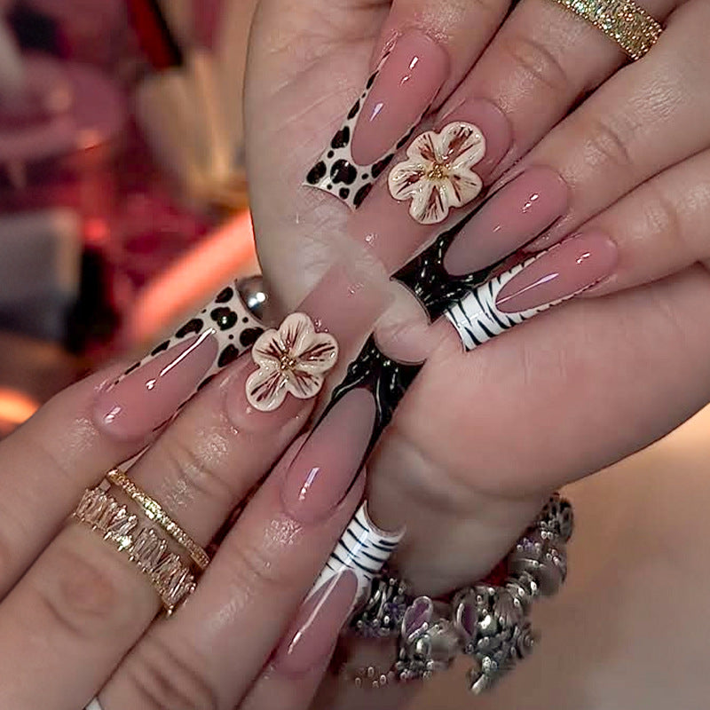 Artistic Nail Art Press-On Set with Floral and Animal Patterns kalsten