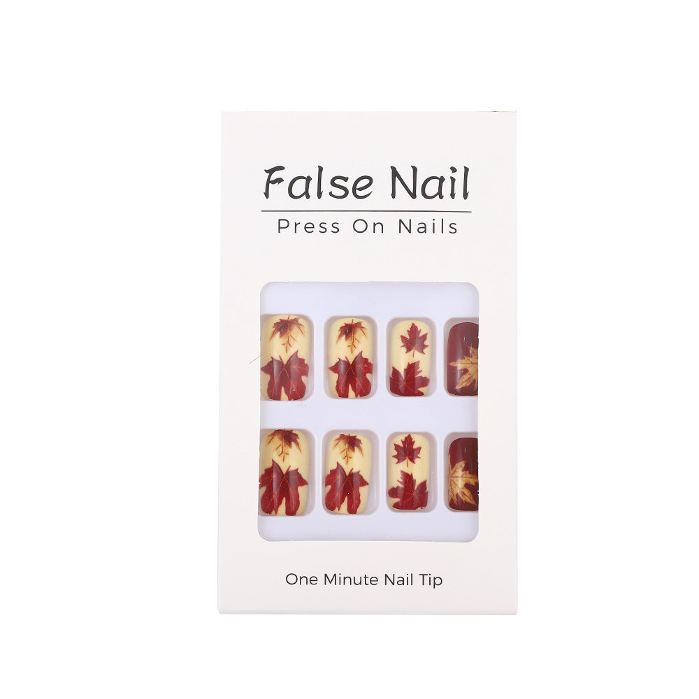 Artificial Nail Set with autumn leaves and various designs Kalsten