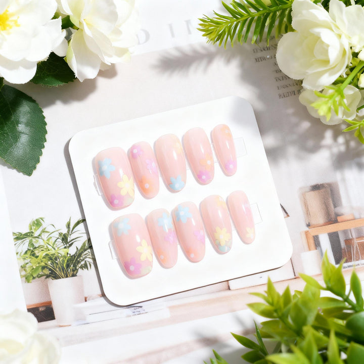 Floral-Themed Press-On Nail Design Kalsten