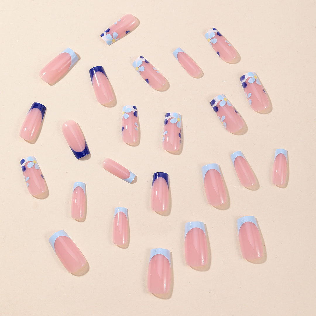 Floral French Tip Acrylic Nail Art Extensions Kalsten
