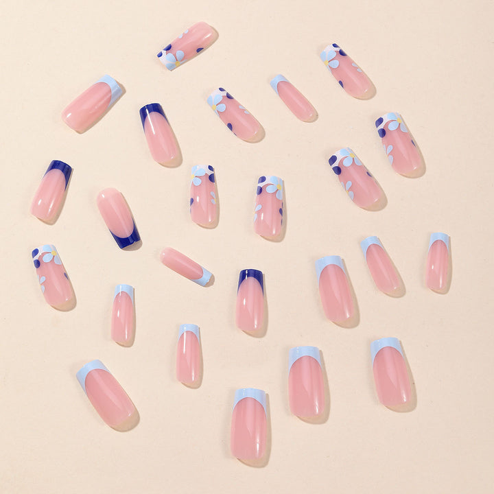 Floral French Tip Acrylic Nail Art Extensions Kalsten
