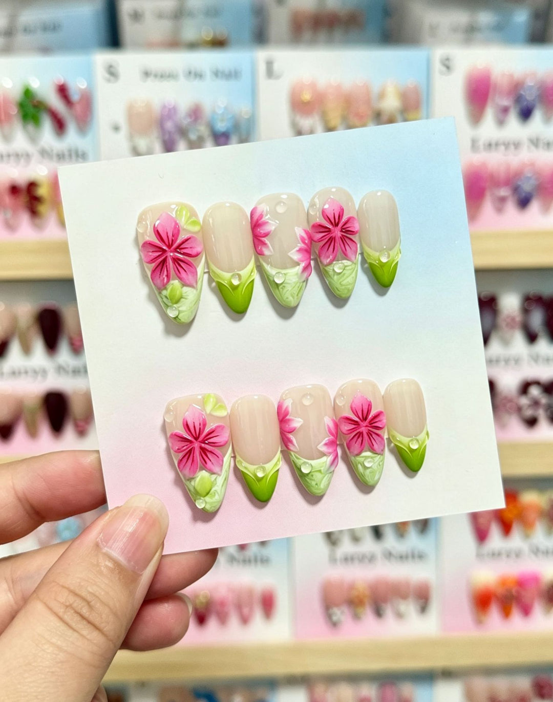 3D Floral Design Press-On Nail Art Set