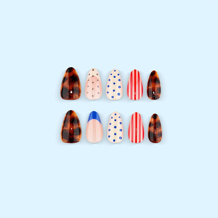 Artificial nails with modern dot and stripe design Kalsten
