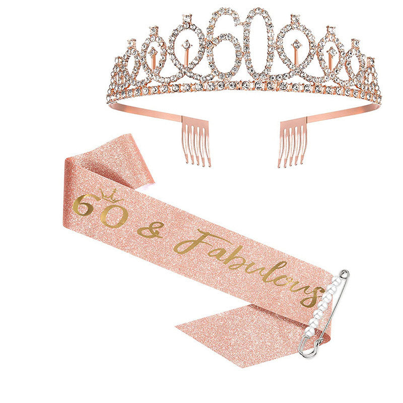 Ladies Sparkling Tiara with personalized 80th Birthday Inscription Kalsten