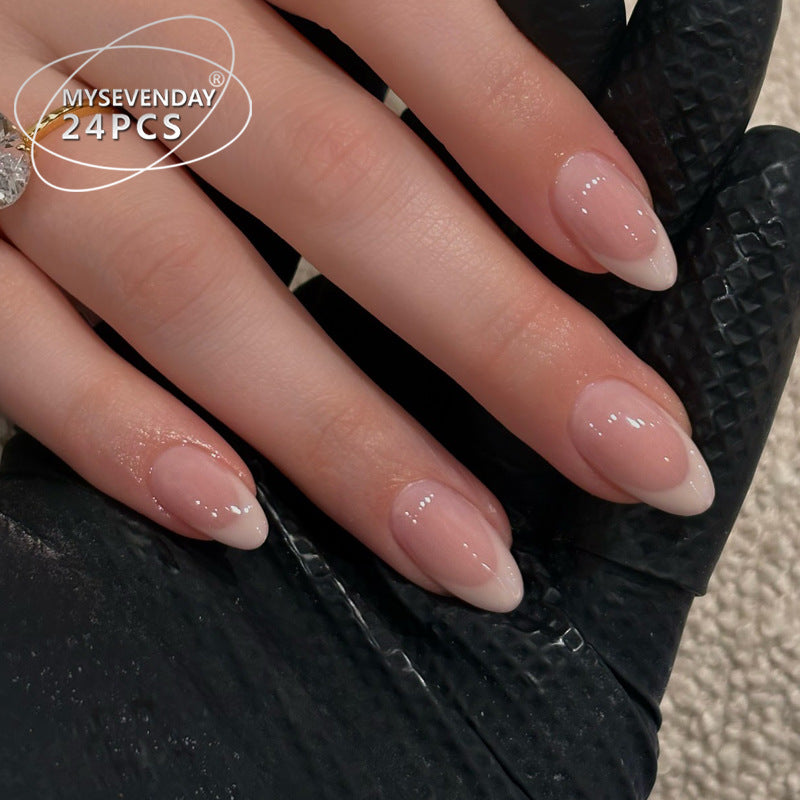 Glossy French Tip Press-On Nails with Elegant Almond Shape Kalsten