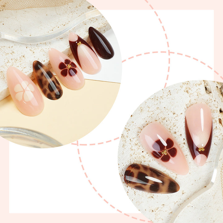 Artistic Press-On Nail Kit with Floral and Animal Prints kalsten