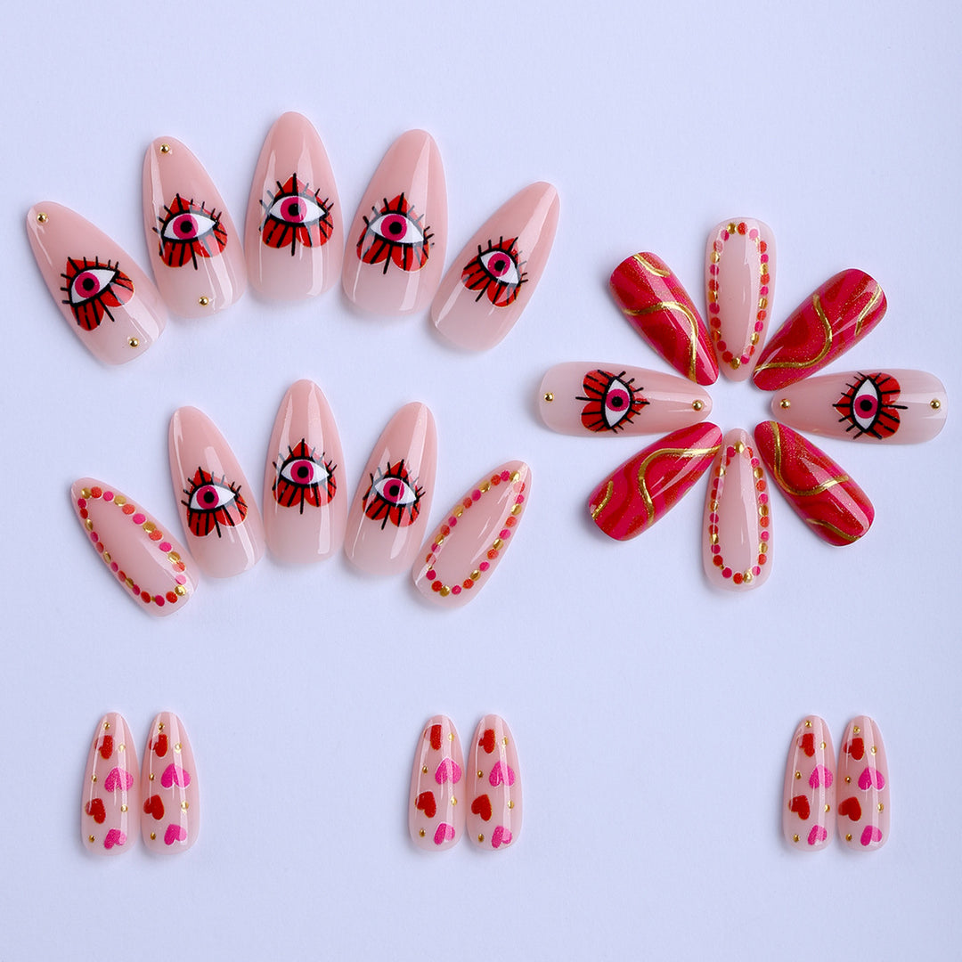 Creative heart and eye designs artificial nails Kalsten