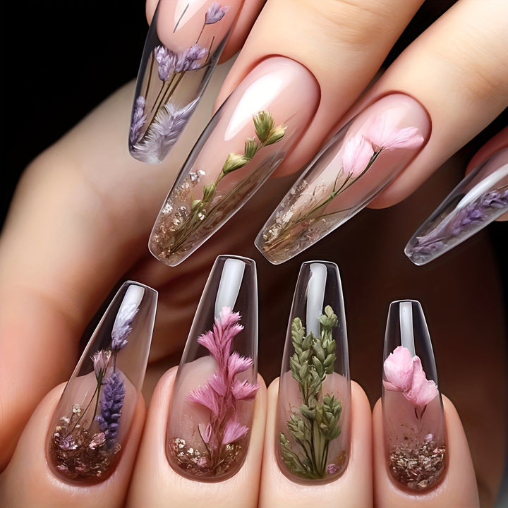 Artificial nails with dried flowers Kalsten