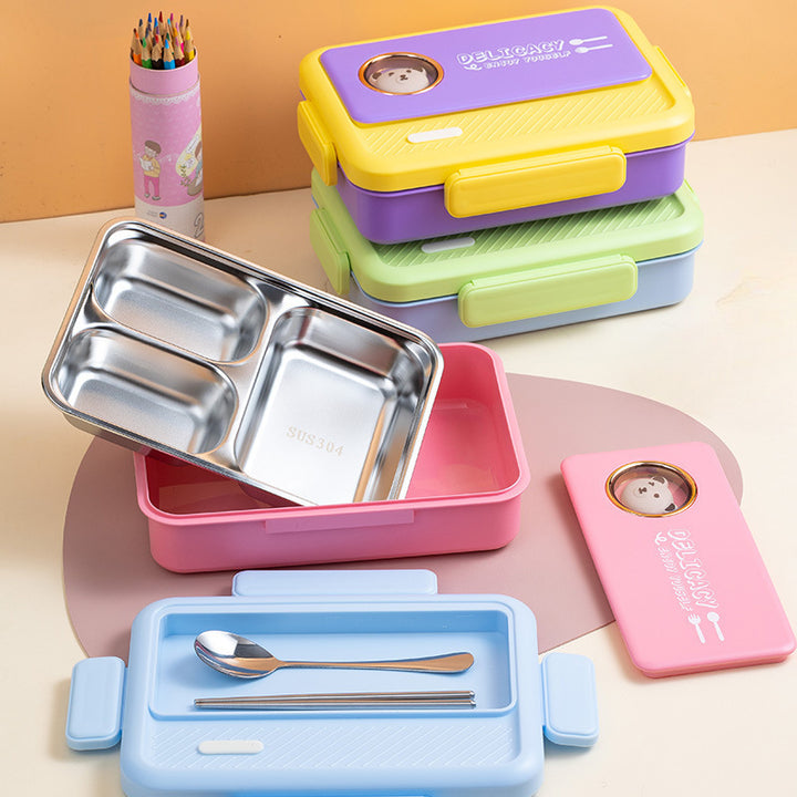 Multi-Compartment Bento Lunch Box with Cute Animal Design