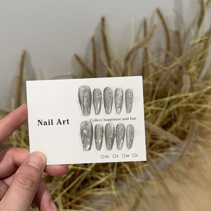 Artistic Marble-Inspired Press-On Nail Set