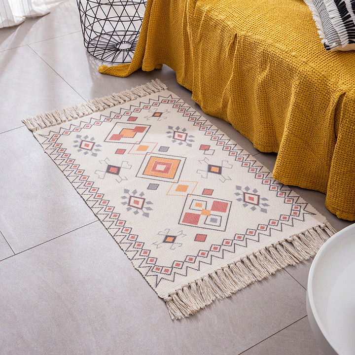 Decorative runner for dining table and console in Boho-Mandala design with fringes Kalsten