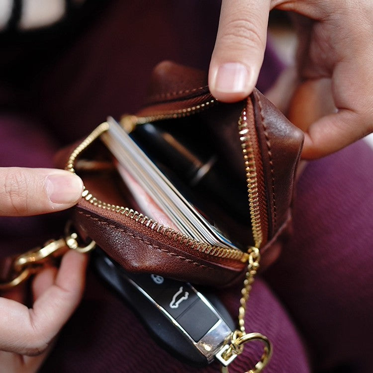 Compact Leather Coin Pouch