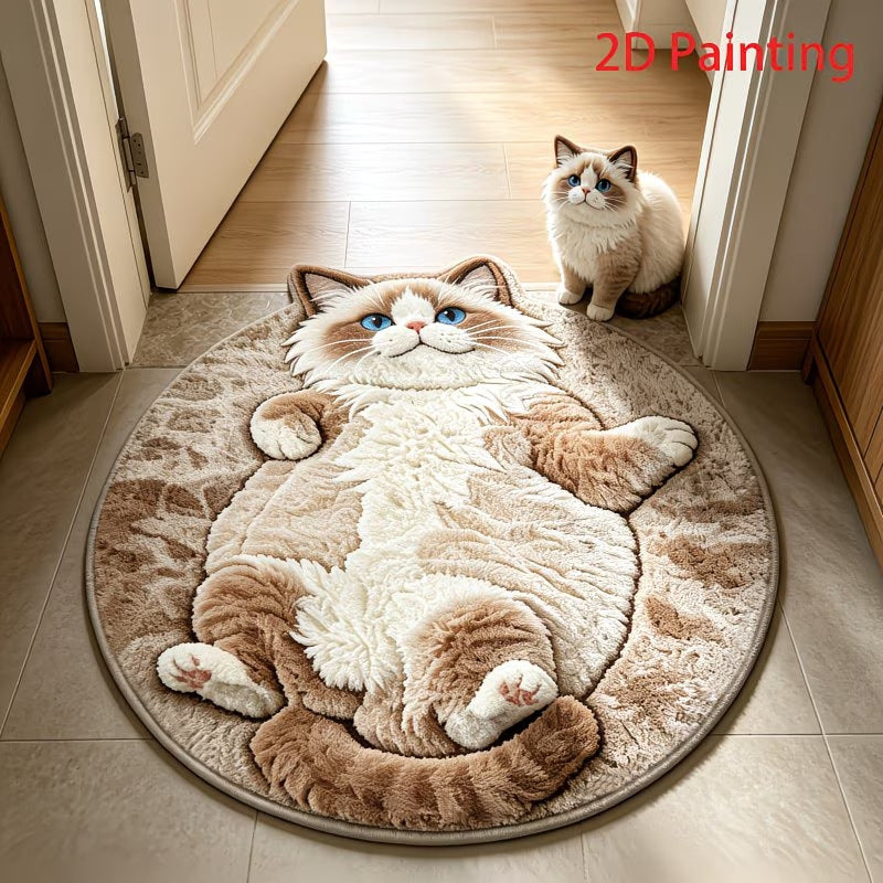 Cat-Themed Plush Area Rug