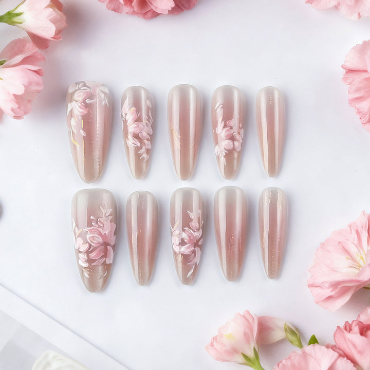 Elegant Floral-Styled Press-On Nails Kalsten