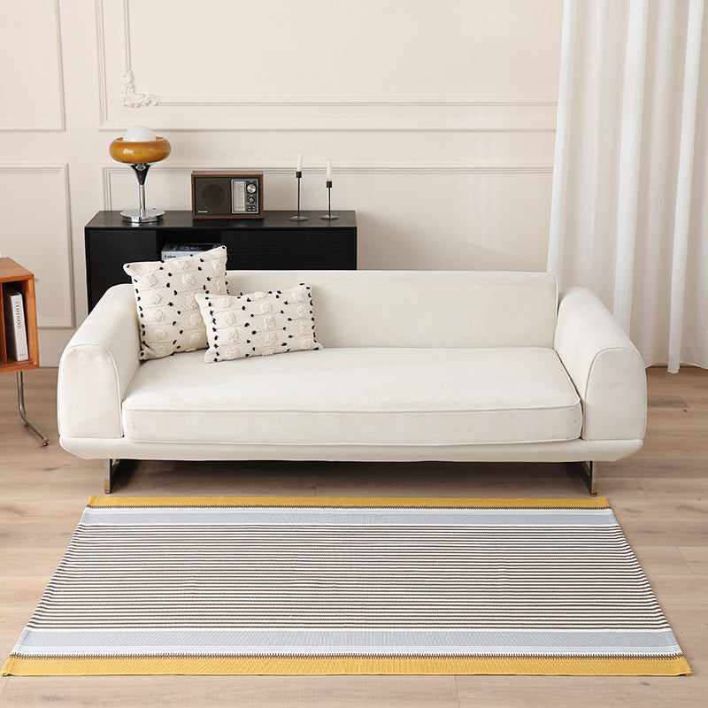 Striped Flat-Woven Cotton Rug in Kilim Style Kalsten