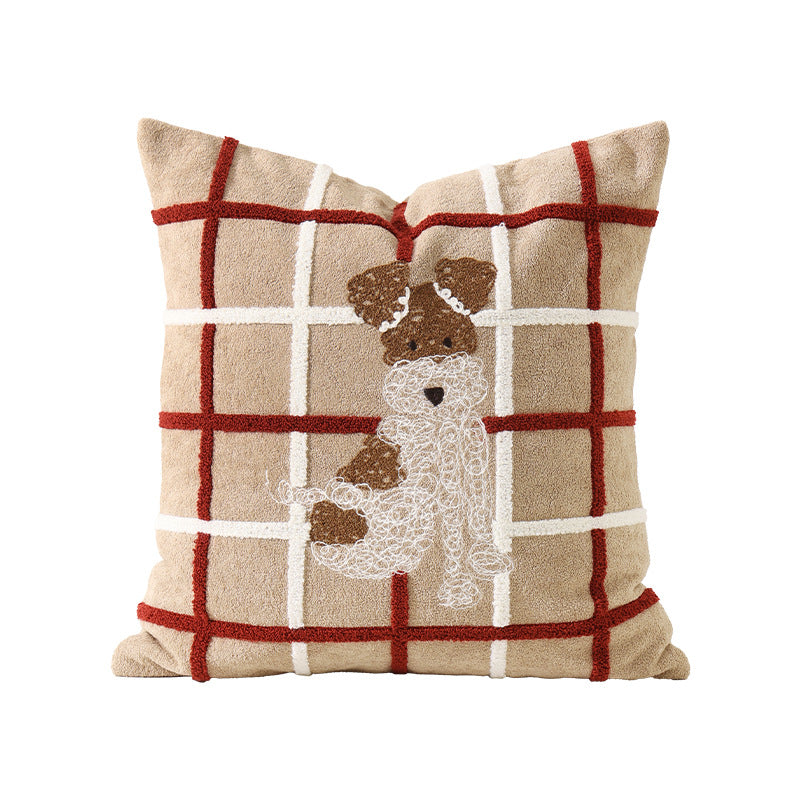 Decorative pillow with embroidered dog apple motif and soft terry cover Kalsten