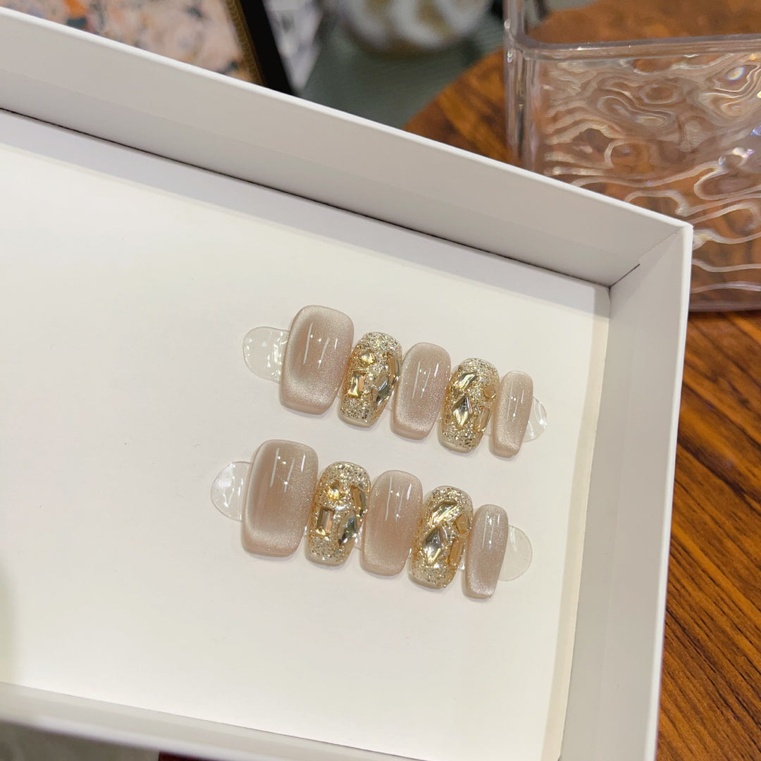 Elegant Press-On Nail Set with Decorative Accents Kalsten
