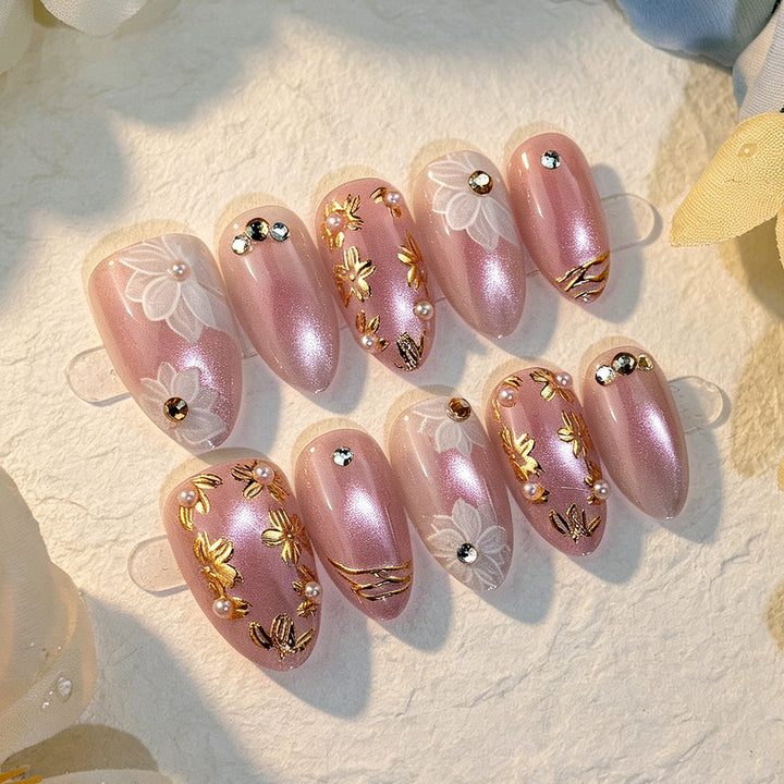 Floral-Embellished Press-On Nail Art Set Kalsten