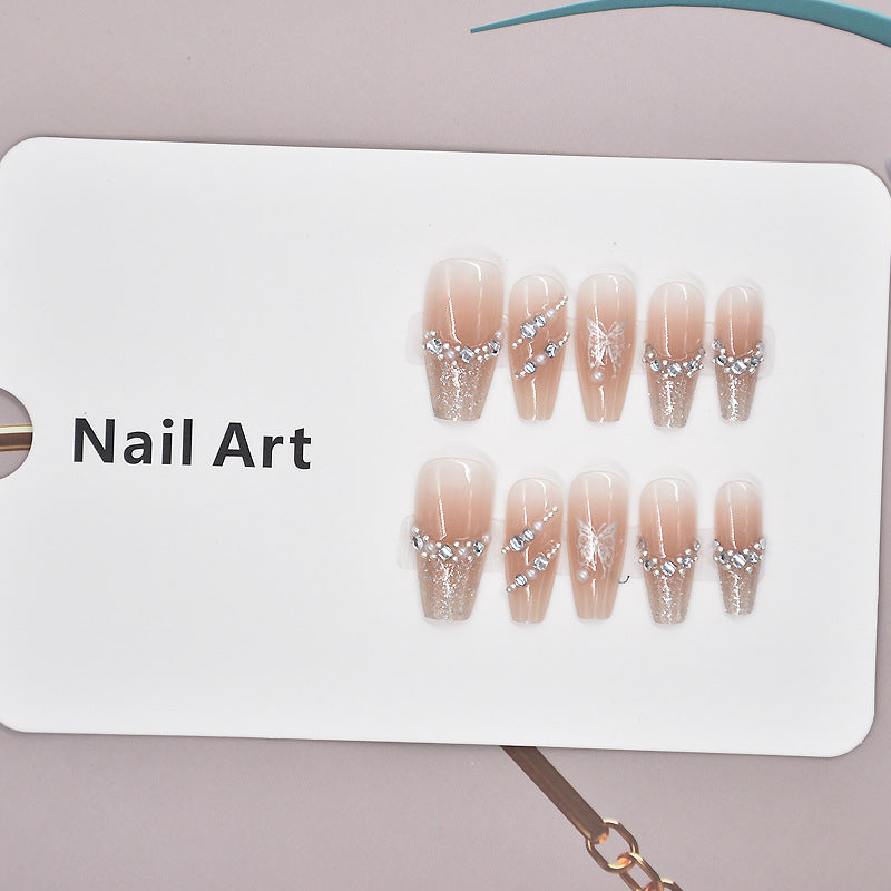 Elegant Crystal-Embellished Press-On Nail Art Kalsten
