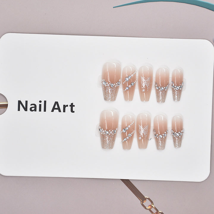 Elegant Crystal-Embellished Press-On Nail Art Kalsten