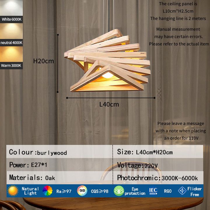 Artistic Wooden Pendant Light