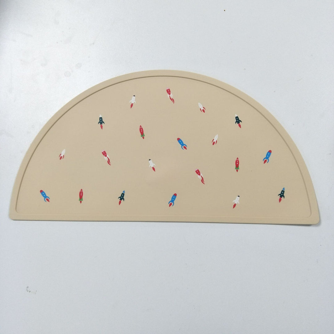 Half-Round Silicone Kids Placemat with Rocket Print