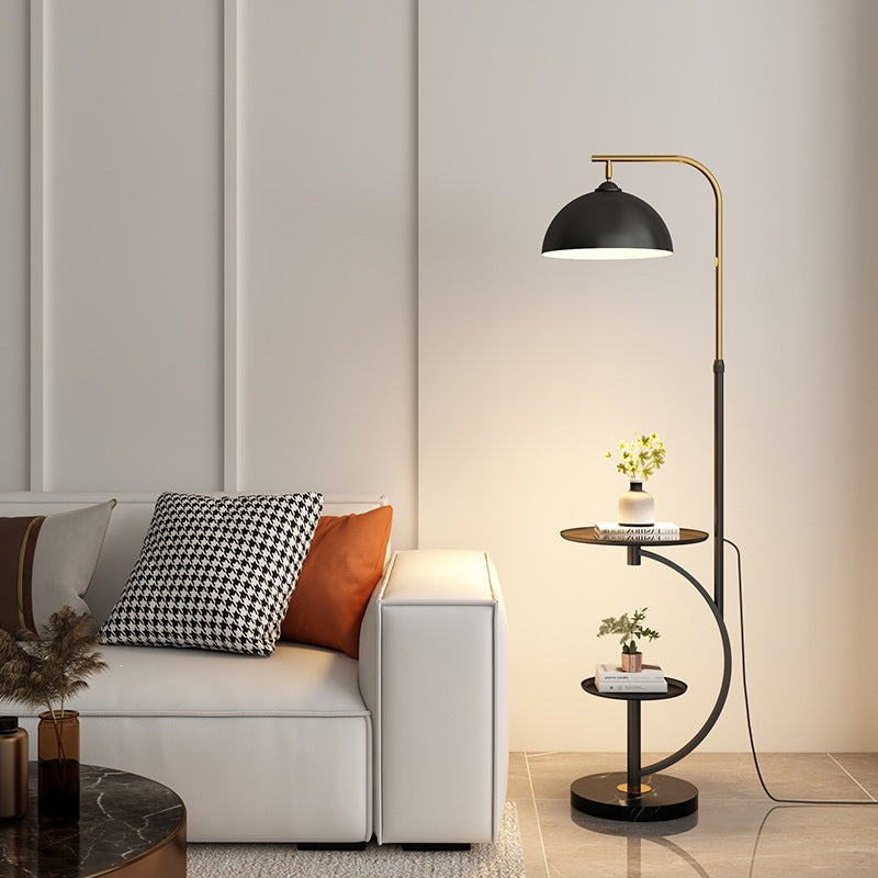 Adjustable Height Floor Lamp with Side Table