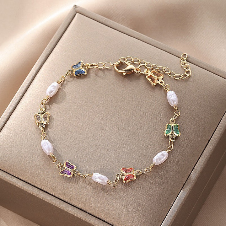 Butterfly and Daisy Charm Anklet Kalsten