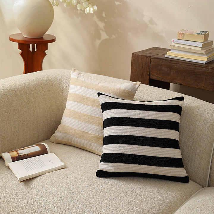 Woven decorative cushion cover with wide stripes and textured cotton blend Kalsten