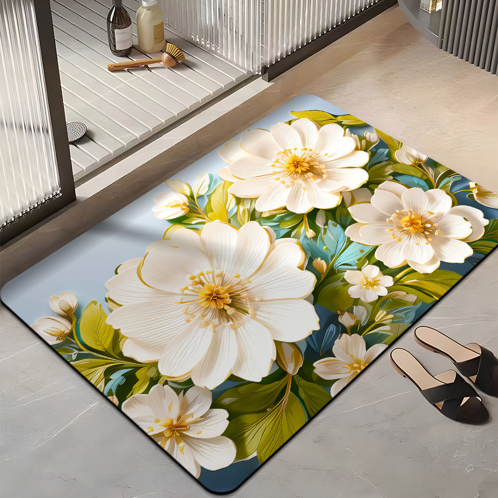 Floral-Themed Plush Bath Mat Kalsten
