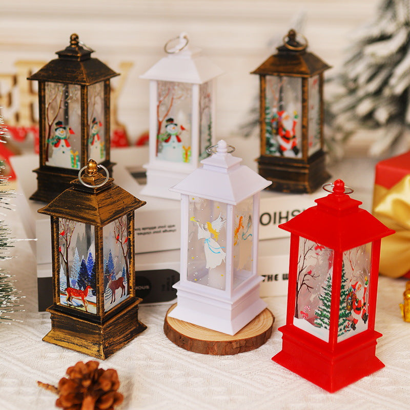 Nostalgic LED Christmas lantern with movable Santa motif Kalsten