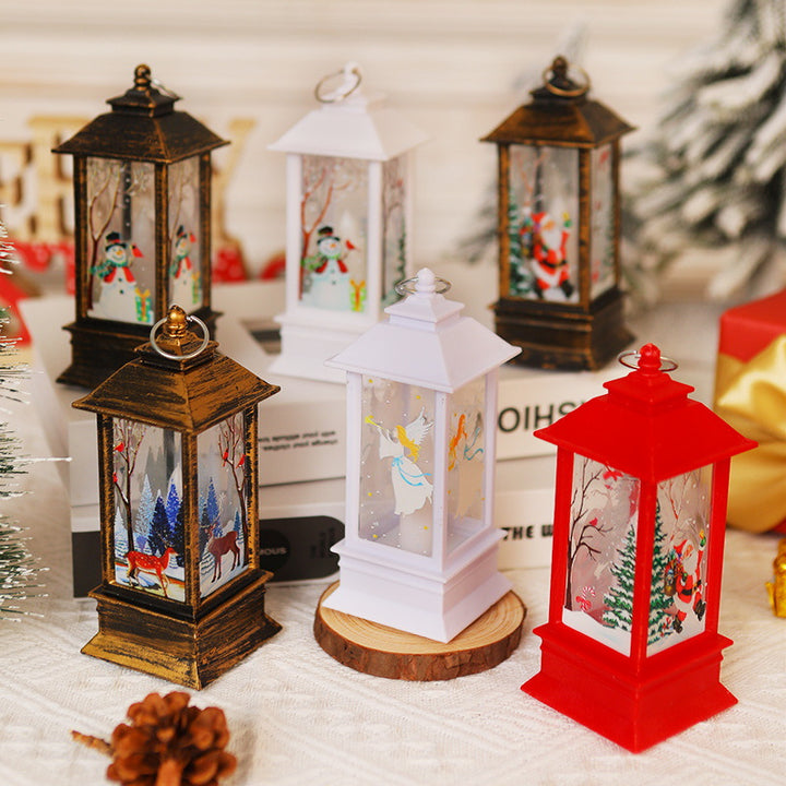 Nostalgic LED Christmas lantern with movable Santa motif Kalsten