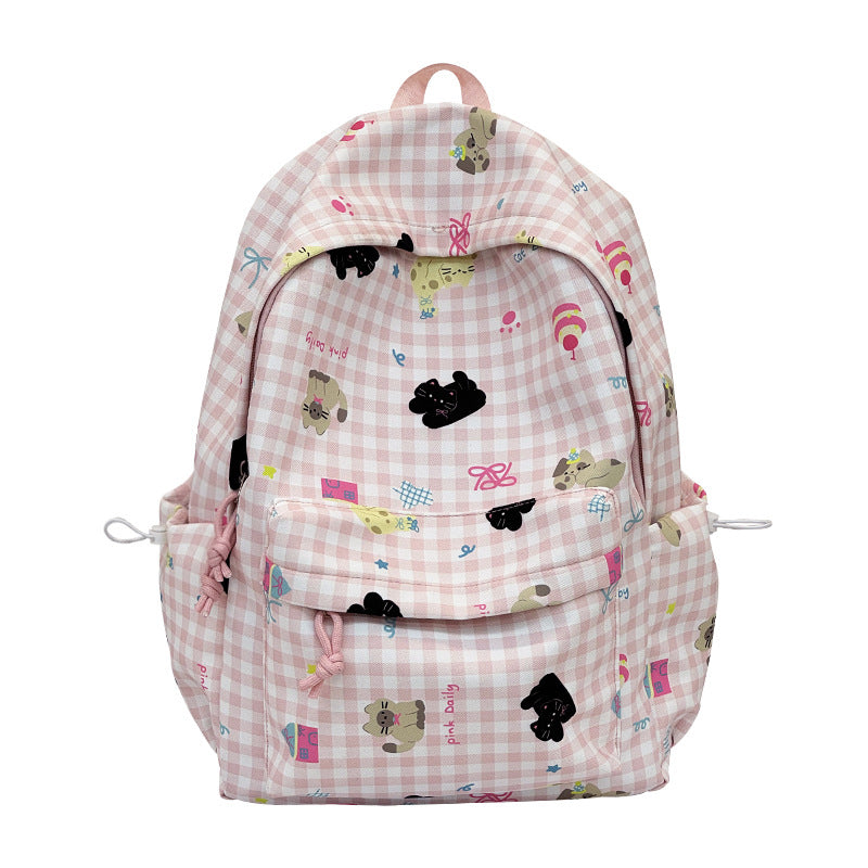 Backpack with Creative Checkered Pattern and Playful Appliqués Kalsten