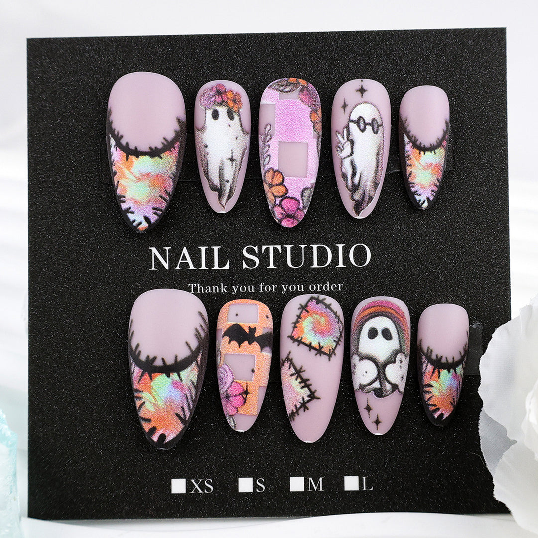 Creative Ghost and Halloween Motif Artificial Nail Set Kalsten