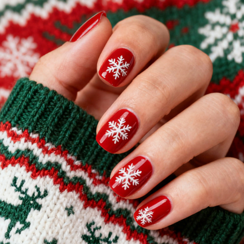 Artificial nail set with winter snowflake designs Kalsten