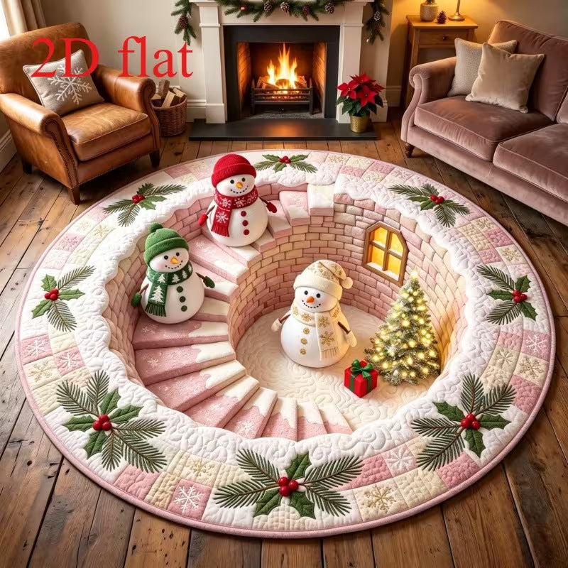 3D Holiday Themed Round Area Rug